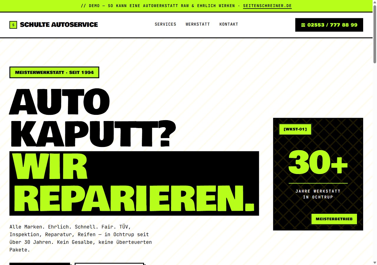 Demo Schulte Autoservice — Industrial-Stil